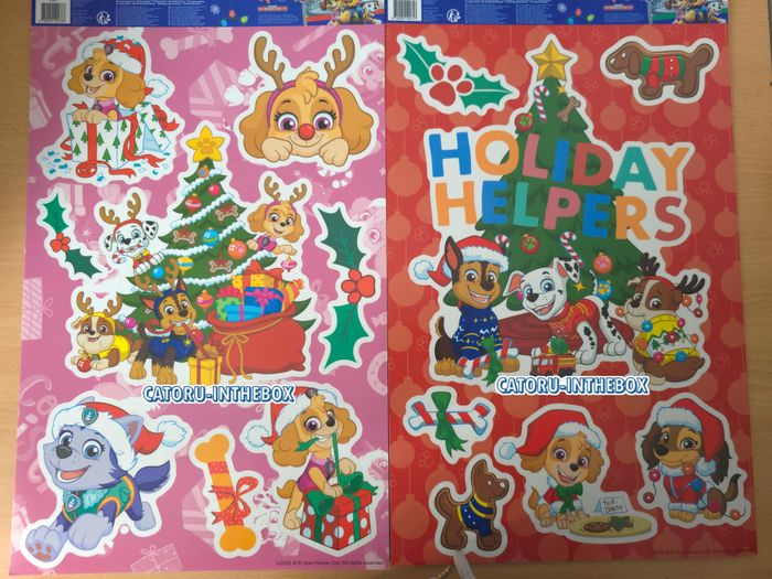 Planche autocollants fenêtre windows stickers Pat Patrouille Noel Christmas Chase Stella Marcus