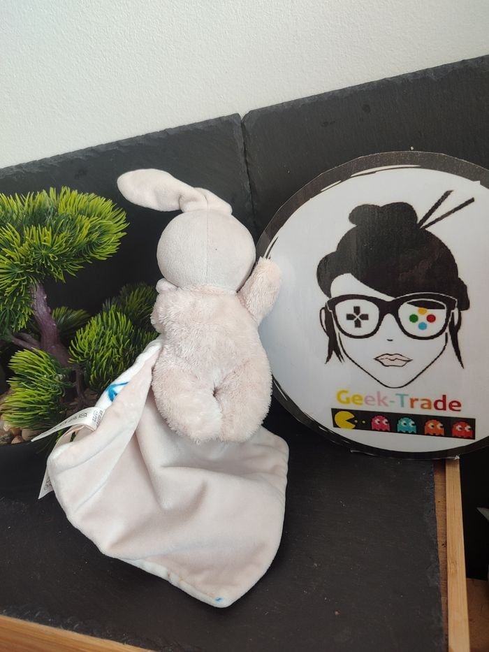 doudou kaloo lapin beige libellule Feuille bleu jaune Mouchoir feuille DD003373 - photo numéro 2