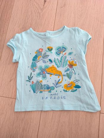 T-shirt fille bleu clair DPAM - Taille 18 mois 80cm