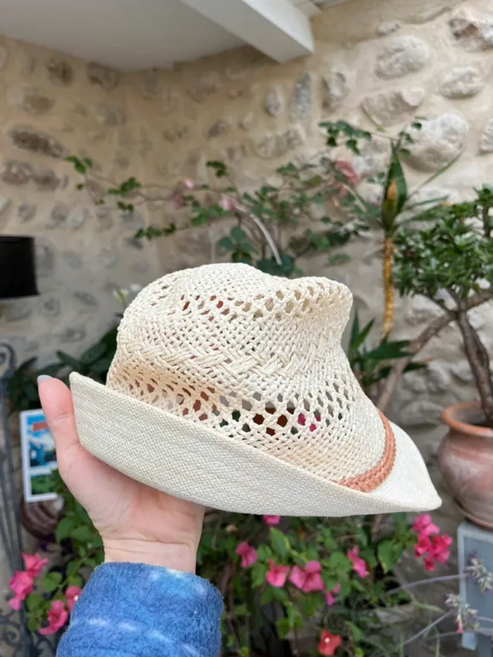 Chapeau en papier style été crème marron - photo numéro 2