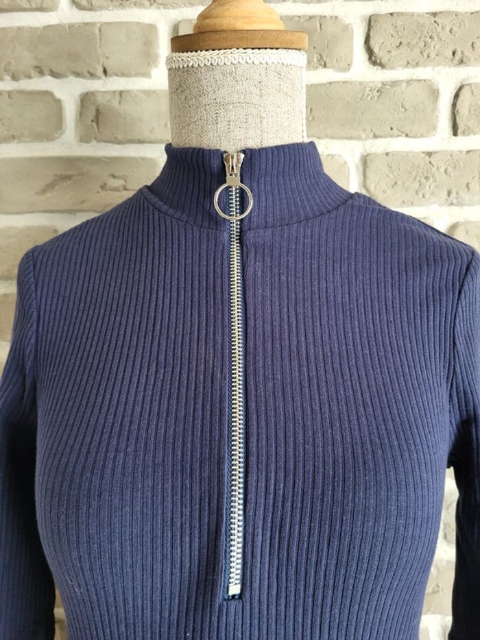 Robe en maille côtelée bleu marine col zippé NA-KD - Neuve - photo numéro 3