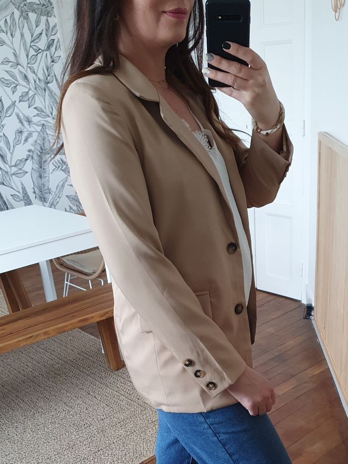 Blazer mi-long Londres camel Taille S - photo numéro 3