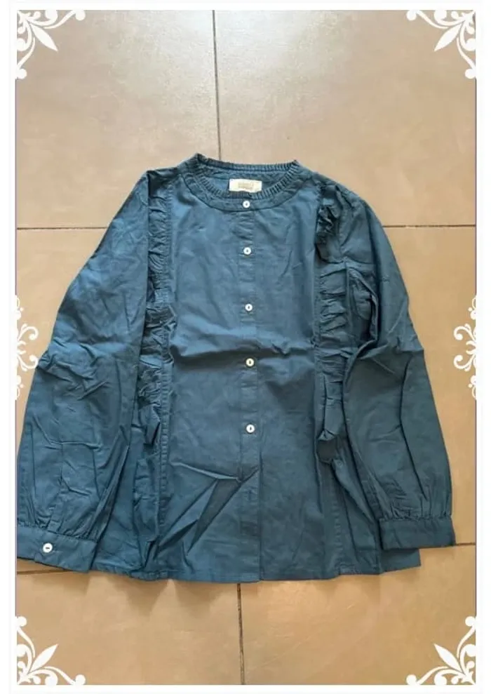 Chemisier bleu taille 12 ans enfant fille bonnet à ponpon - photo numéro 3