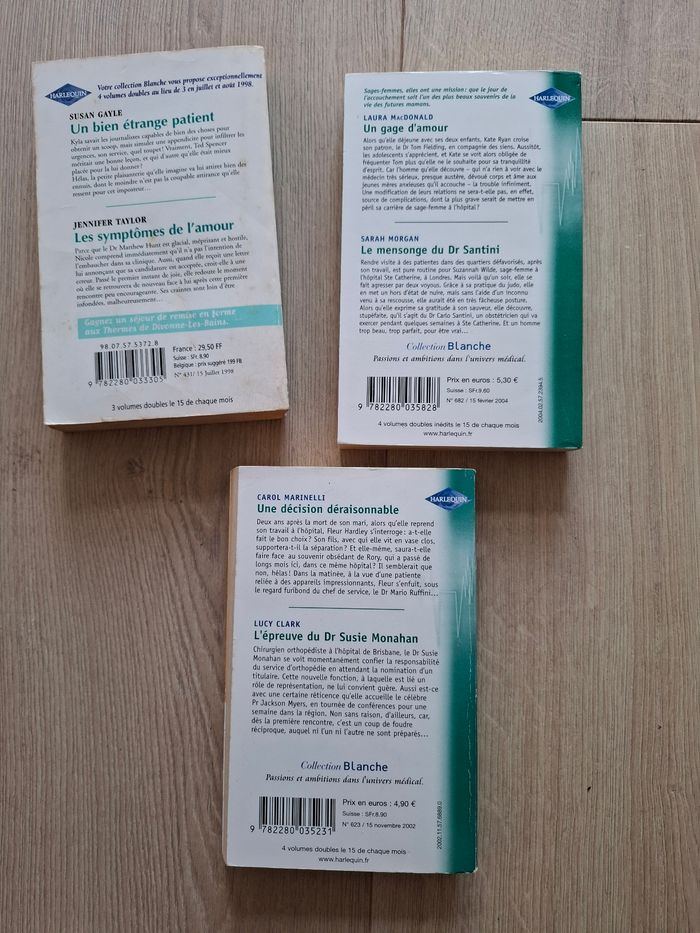 Lot de 3 romans Harlequin collection Blanche en bon état - photo numéro 2