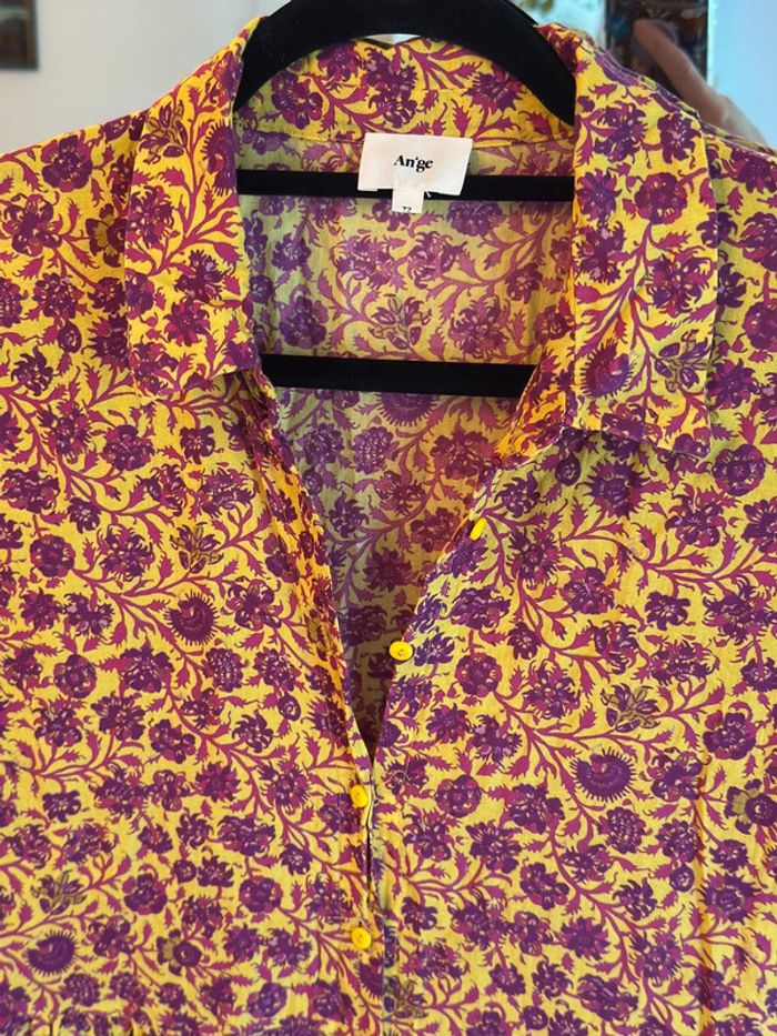 Robe à fleurs An’ge – imprimé violet et jaune – T2 - photo numéro 5