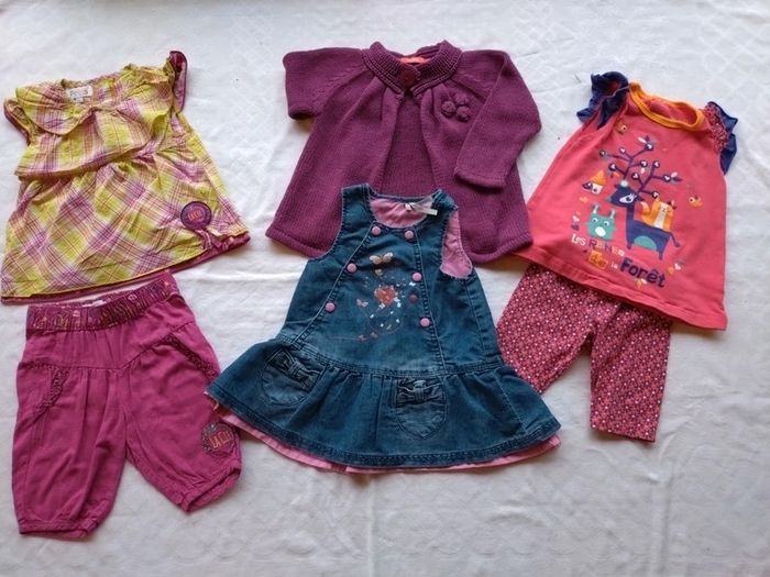Lot 3 ensembles printemps été fille 9 mois