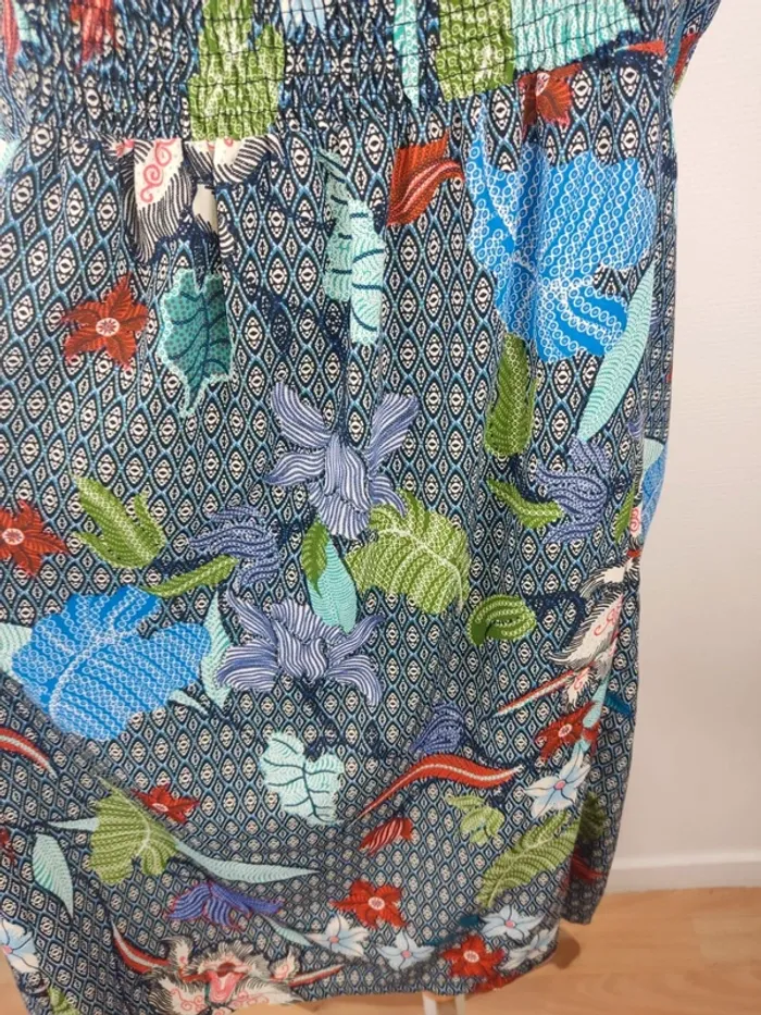 Robe mi-longue à bretelles motifs graphiques et fleuris multicolore taille 48 - photo numéro 7