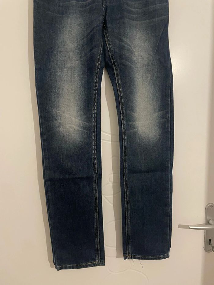 Jean taille haute coupe slim bleu foncé effet délavé Terance Kole taille 14 ans - photo numéro 3