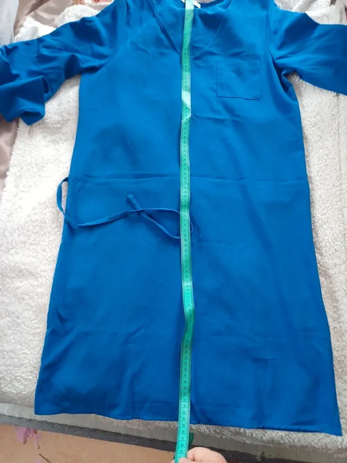 Robe droite manches 3/4 bleue roi - photo numéro 3