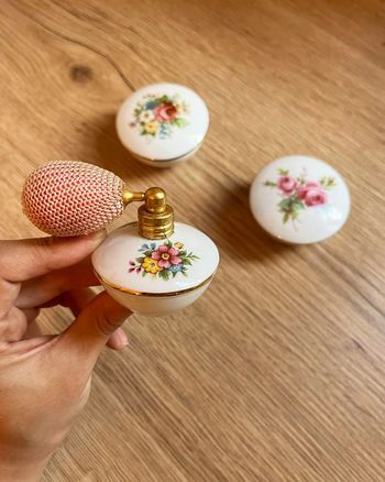Porcelaine - Parfum - soucoupe - flacon - porcelaine - vintage - Germany - Bavaria - fleur
