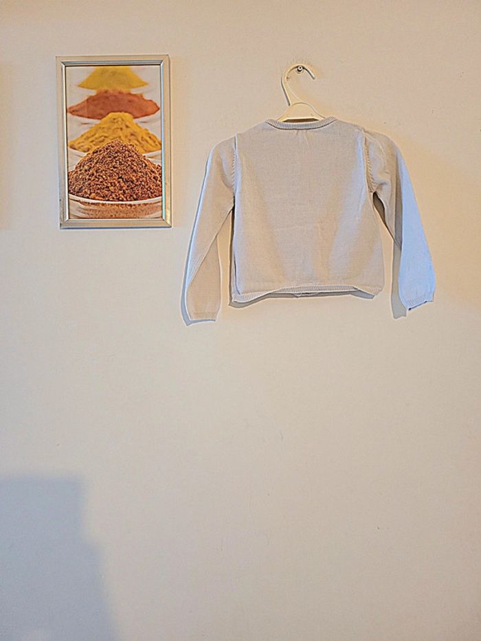 Gilet blanc motif cœur "grain de blé" taille 3 ans - photo numéro 6