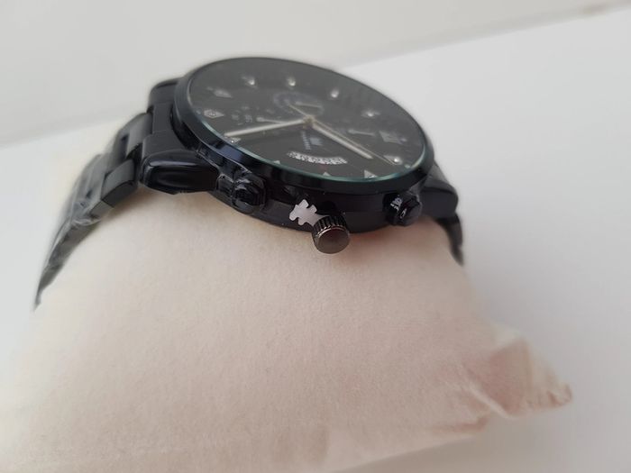 Montre Acier Noir Argenté Diamant Zirconiums Homme - photo numéro 8