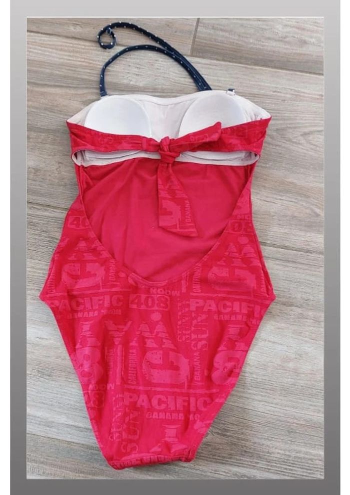 Maillot de bain une pièce rouge avec col à pois - Taille S Banana Moon - photo numéro 2