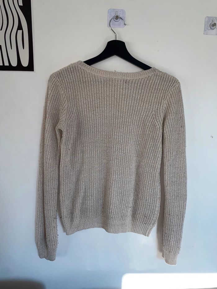 Pull en laine beige et doré - photo numéro 2