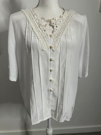 Blouse oversize broderies blanche Vintage TU
