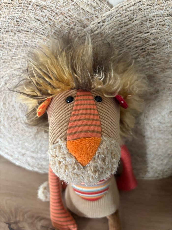 Doudou lion sweety patchwork marron rouge sigikid - photo numéro 3