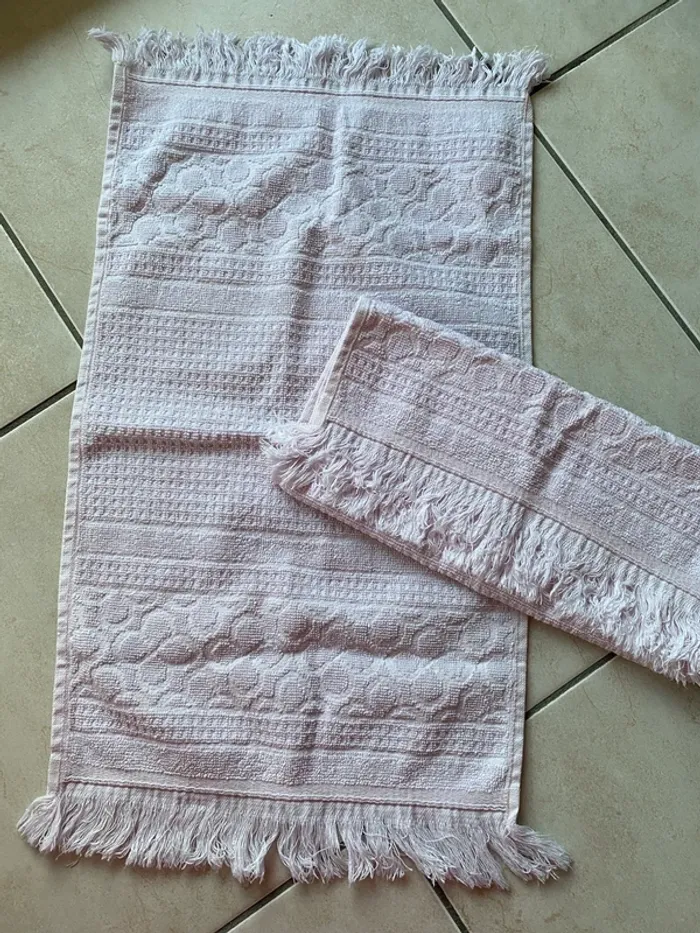 Lot de 2 serviettes essuies main rose clair - photo numéro 2