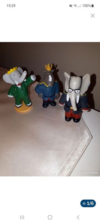 Lot de 3 figurines BABAR Plastoy Nelvana