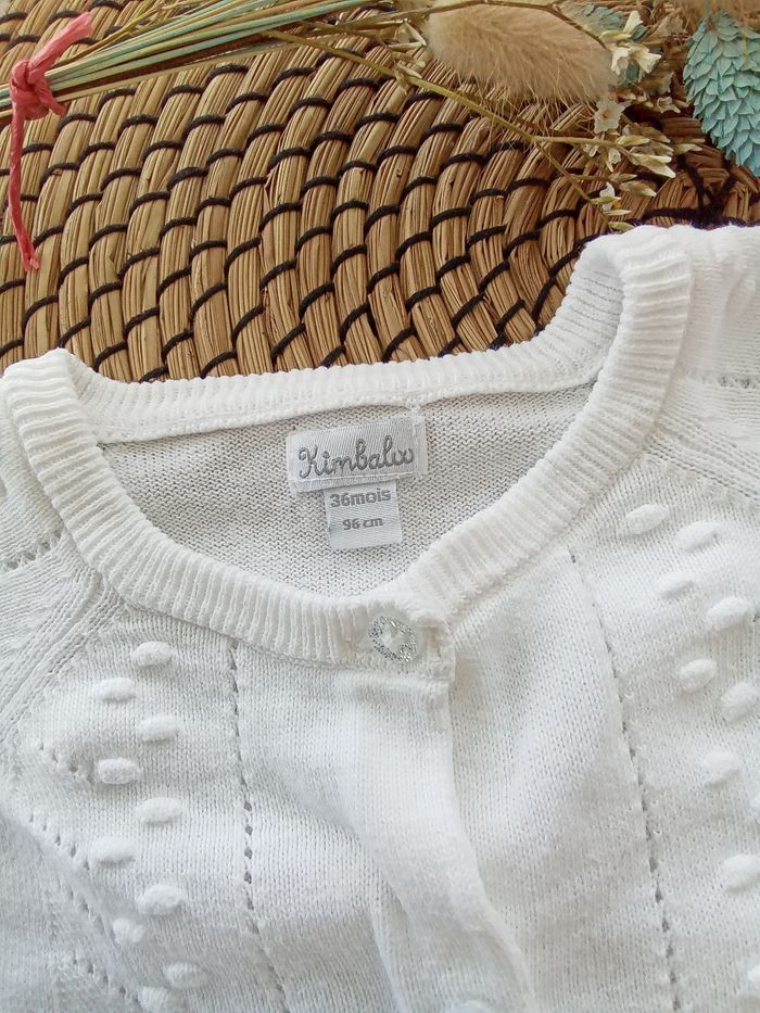 Gilet blanc avec motifs brodés Kimbaloo taille 3 ans - photo numéro 4