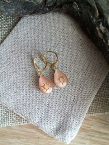 Boucles d'oreilles bohèmes pierres oeil de chat naturelles