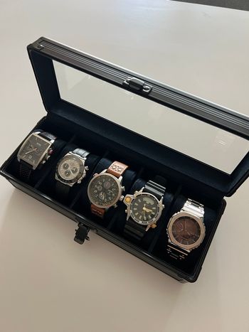 Boîte à montres (5 emplacements) - Métal - Noir