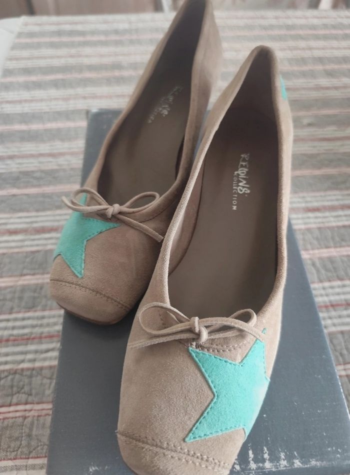 Ballerines compensées cuir Reqins neuves - photo numéro 2