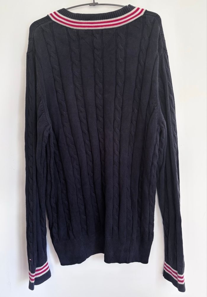 💙 Pull col en V torsadé Tommy Hilfiger Taille L - 100% coton - photo numéro 3