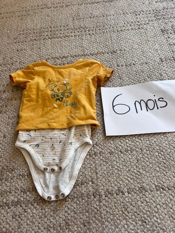Body manche court tee shirt intègre 6 mois