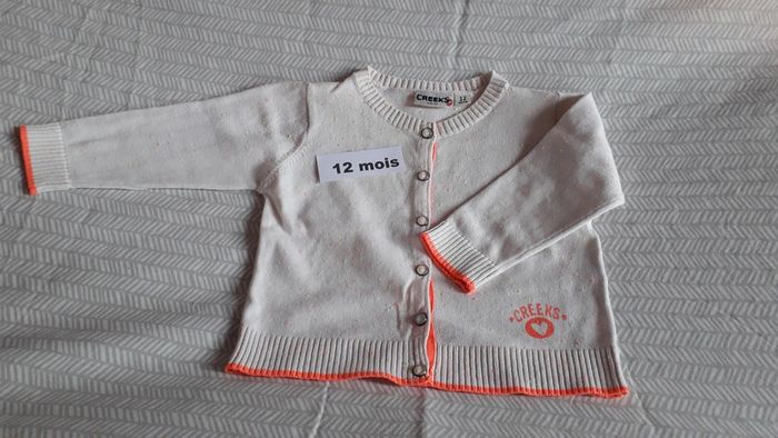 Cardigan blanc chiné rose 12 mois
