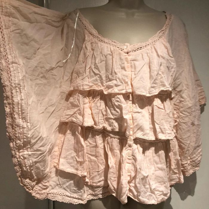 Blouse bohème rose à dentelle Naf-Naf taille  36 - photo numéro 2