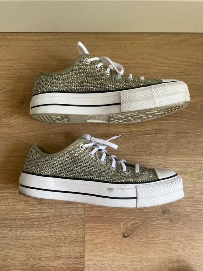 Converse basses kaki semelle épaisse - photo numéro 3