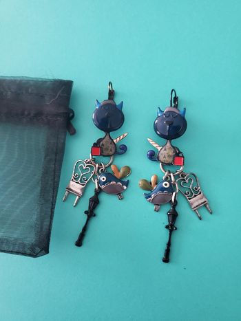 Boucles d'oreille chat Lolilota neuves