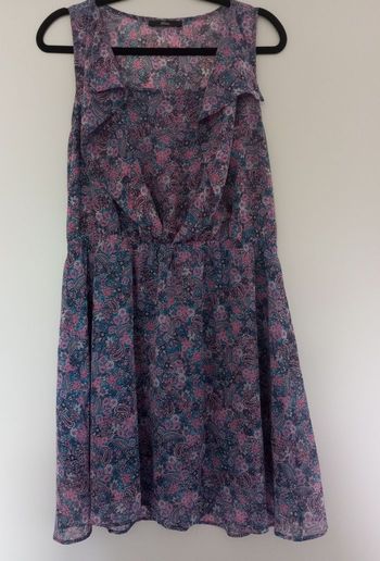 Robe imprimée foulard bleue et rose 