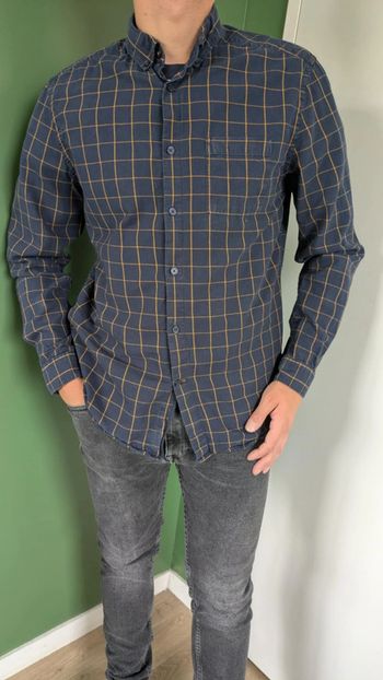 Chemise à carreaux (bûcheron) bleu marine et jaune Jules