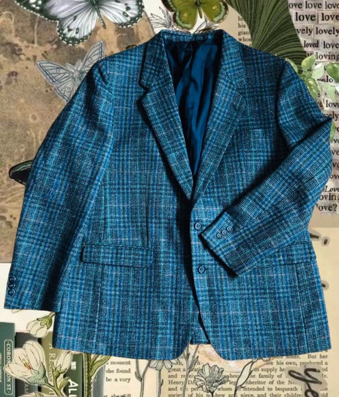 🔷Blazer vintage pure laine vierge Woolmark Check pattern blazer made in France 🇫🇷 - photo numéro 2