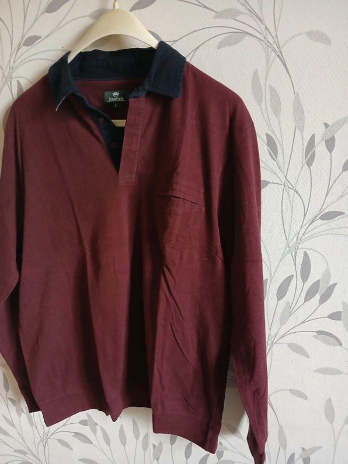 🍍 Polo homme ML bordeaux taille L - photo numéro 2