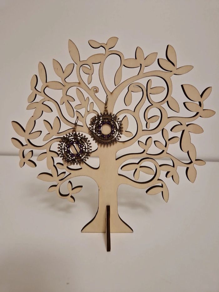 Boucles d'oreilles rond orientale cuivre violet