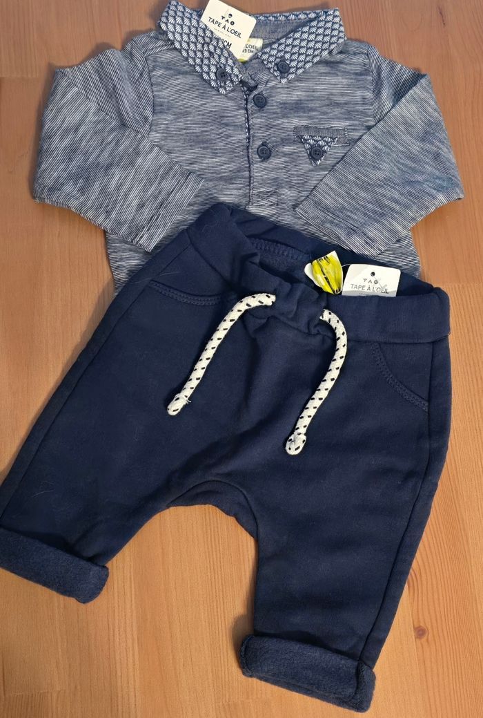 Neufs (non portés) 🏷💙ensemble polo et pantalon molleton 3mois Garçon 💙 - photo numéro 2