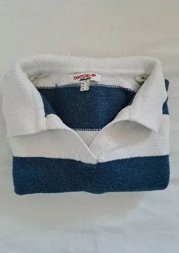 Pull col V court / Pull rayé marine / Pull court /  Pull marine / Sweat col V
