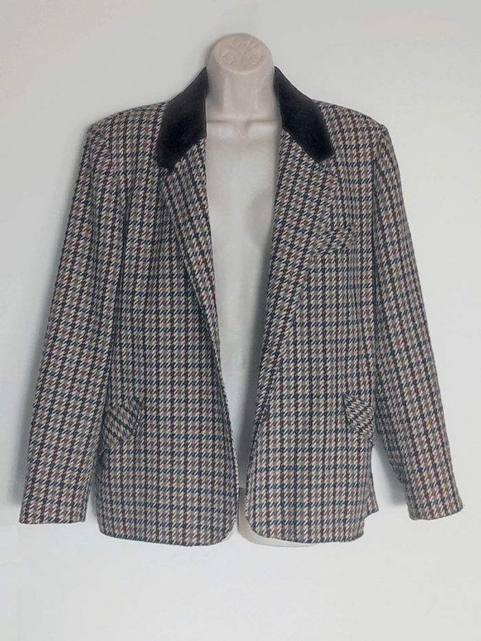 Ensemble tailleur jupe pied de poule marron beige laine vintage / C&A - 38/M ร 40/L - photo numรฉro 10