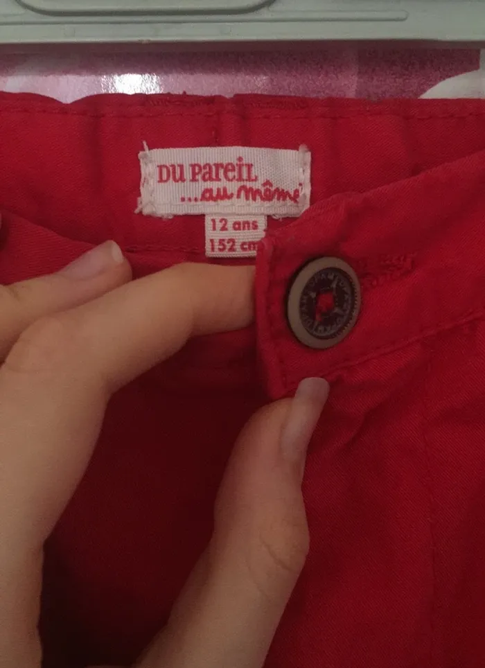 Pantalon slim rouge taille 12 ans du pareil au même - photo numéro 3