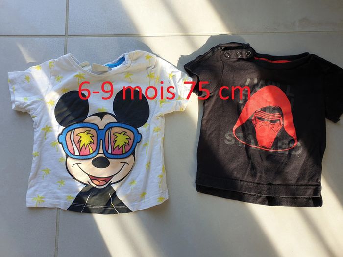 2 t shirt manche courte disney adidas taille 6-9 mois 75 cm