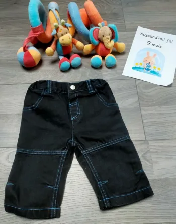 Pantacourt bleu brut bébé garçon 9 mois In Extenso