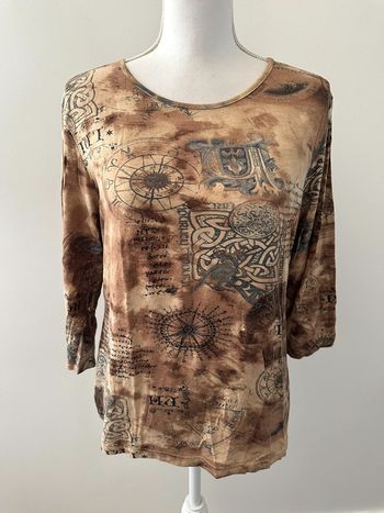 Blouse marron et beige Yessica 2YK Vintage TL 40