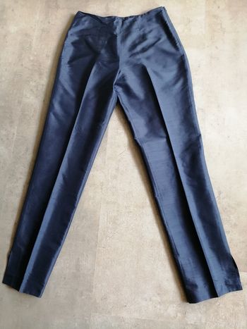 Pantalon en soie bleu nuit Taille 38 Naf Naf