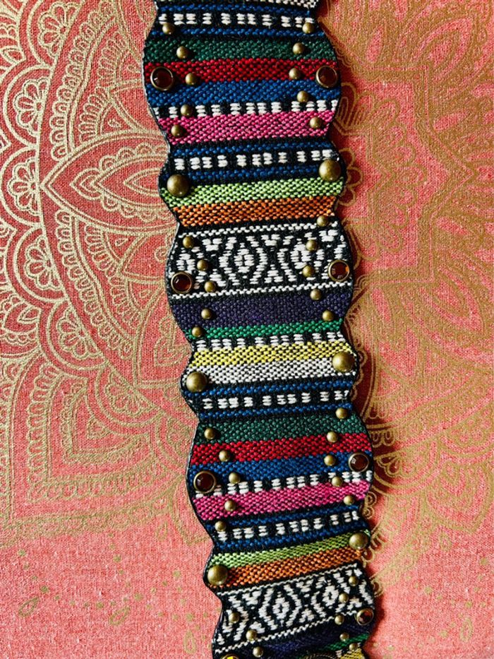 🌺🌿Ceinture ethnique folk hippie boho multicolore colorful woven belt Andean style🌿🌺 - photo numéro 6
