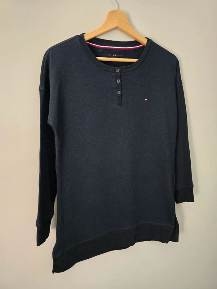 Sweat Tommy Hilfiger noir boutonné col rond XS / casual confortable - photo numéro 3