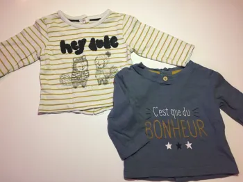Lot Tee-shirts coton bio 1 mois
