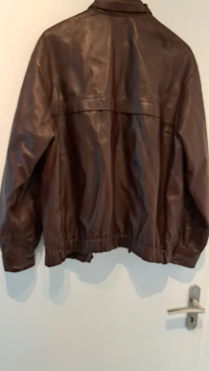 Blouson cuir marron, taille L - photo numéro 4