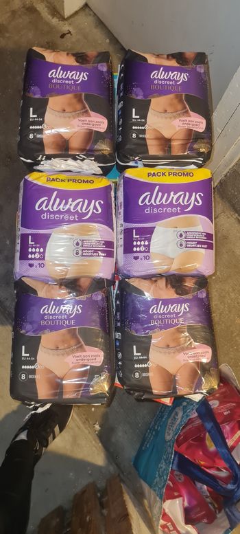 6 paquets Culottes fuites urinaires always taille L